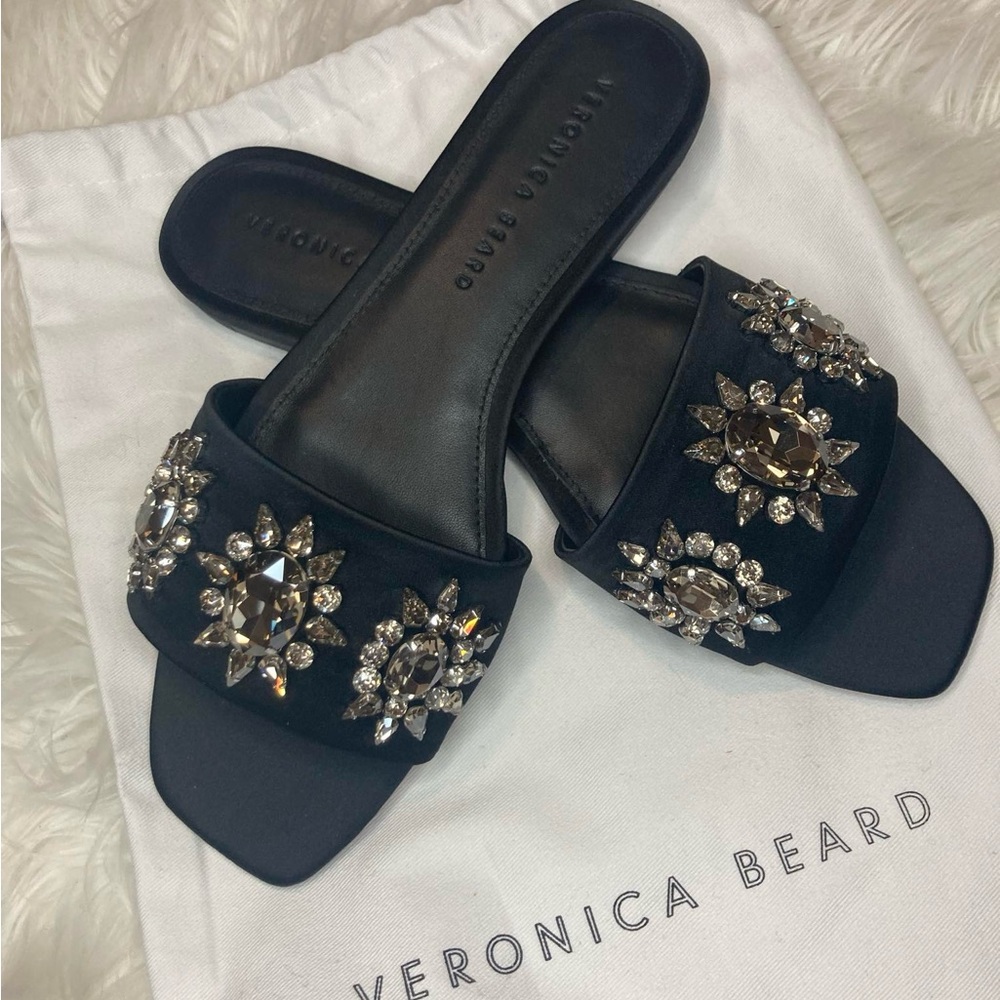 Veronica Beard Black Embellished Sandals
